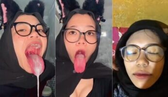 Jilbab Kacamata Cantik Kena Crot Di Muka